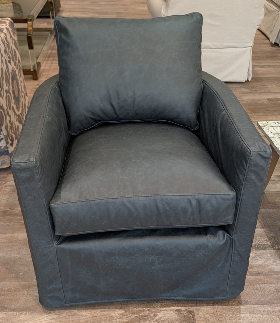 Beau Slipcovered Barrel Swivel Chair