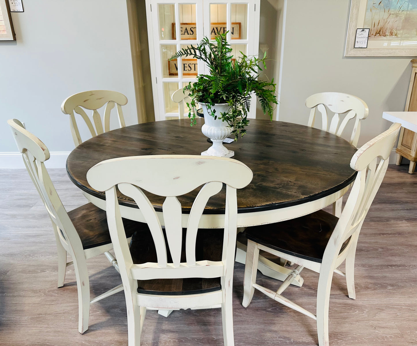 Canadel Champlain 60” Round Dining Table & 6 Champlain Chairs