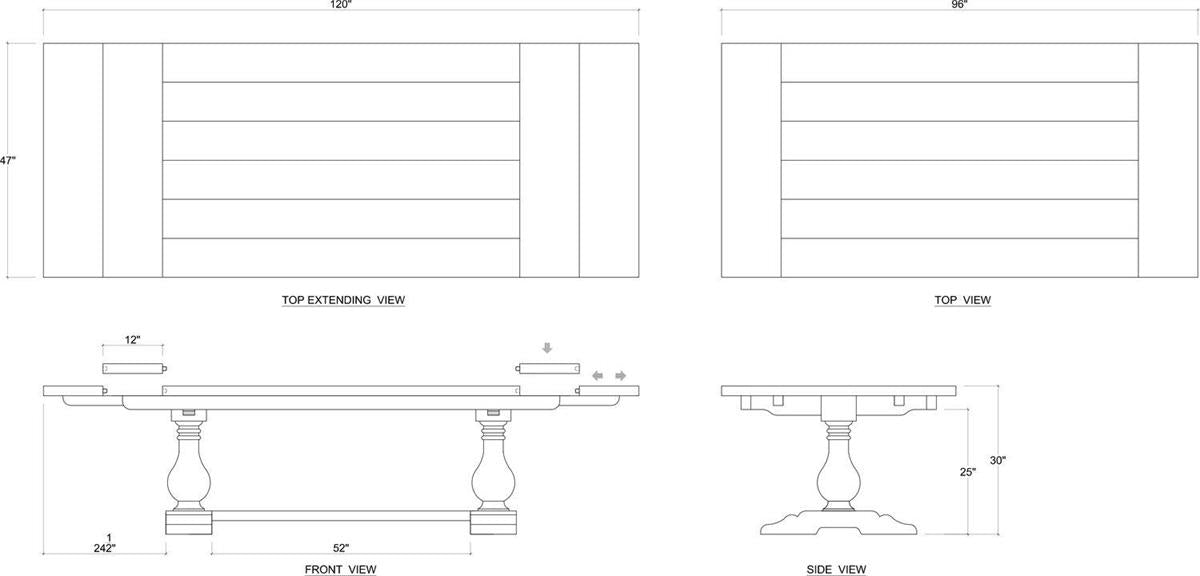Bramble Trestle Extension Table
