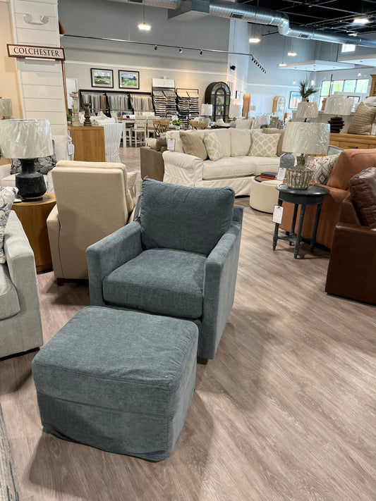 Miles Upholstered Swivel Glider Chair with Topstitch Upgrade