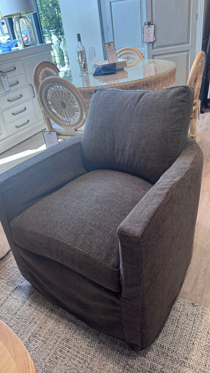 Beau Slipcovered Barrel Swivel Chair