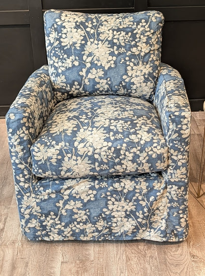 Beau Slipcovered Barrel Swivel Chair