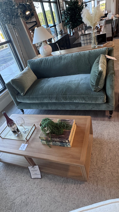 Madeline 71” Antiqued Moss Velvet Sofa