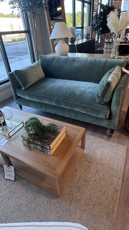 Madeline 71” Antiqued Moss Velvet Sofa