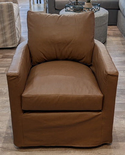 Beau Slipcovered Barrel Swivel Chair