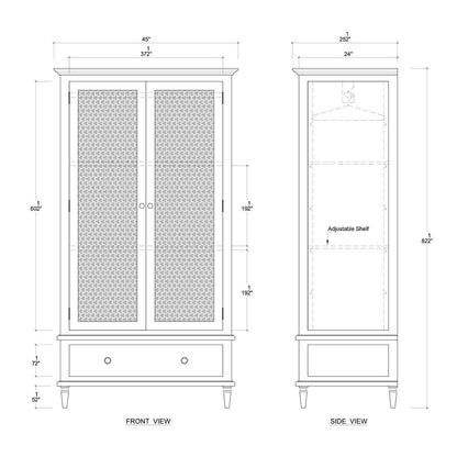 Jamison Wardrobe with Rattan Door